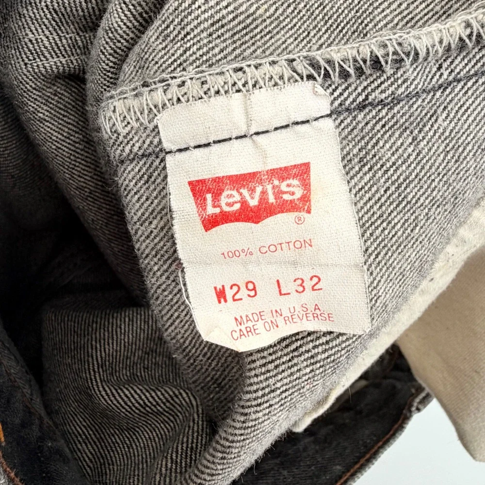 Vtg 80s Levis 501 Jeans‎ Faded Black Made in USA Straight Leg Button Fly W29 L32